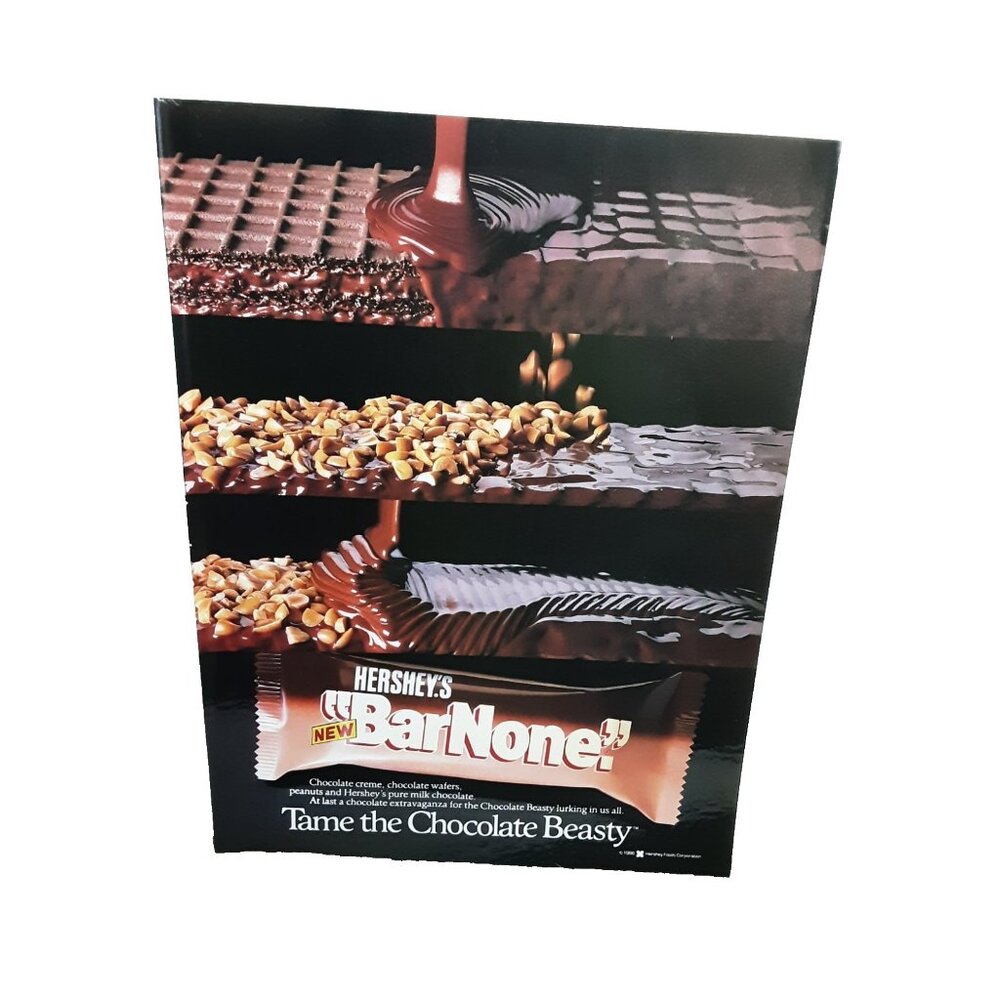 1988 Hershey’s Bar None Ad Chocolate Wafer Candy Vintage Print Poster Beasty Bar